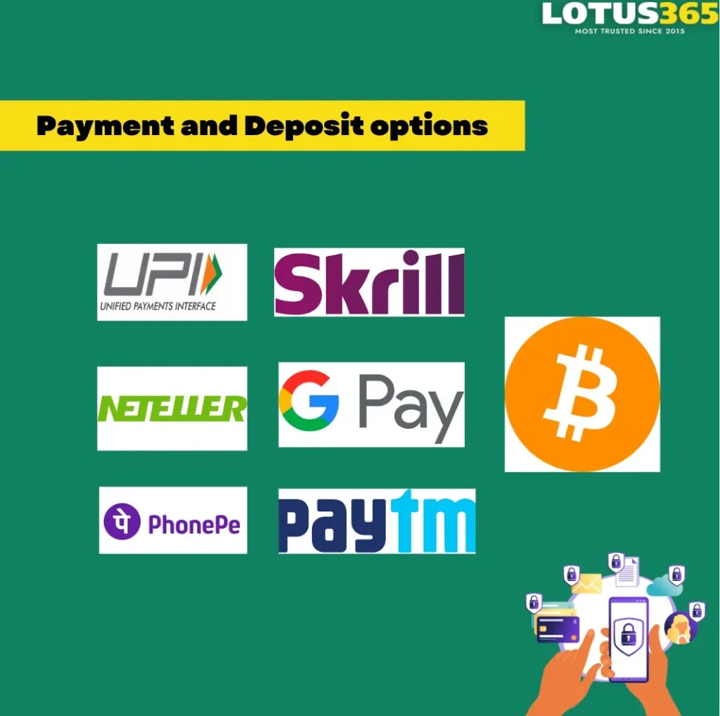 lotus365 payment and deposit