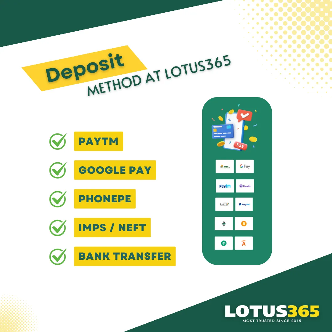 deposit method at lotus365